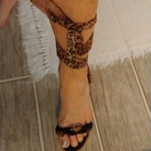 Ladies tiger print lace up wedges